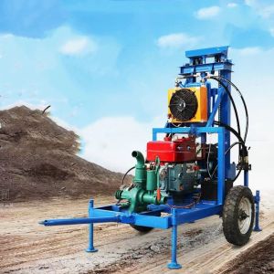 Wheeled Small Diesel Hydraulic Household Water Well Drilling Rig