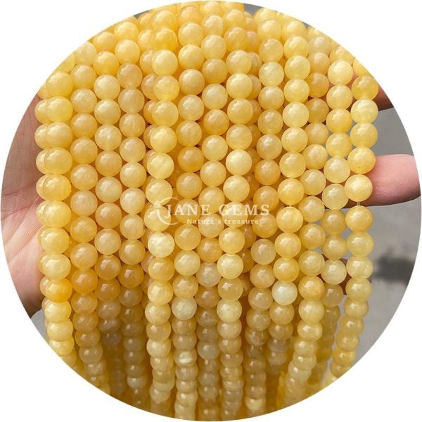 Buy Loose Natural Crystal Jade Beads Lemon Jade Round Loose Beads For Birthday Gift Making at wholesale prices