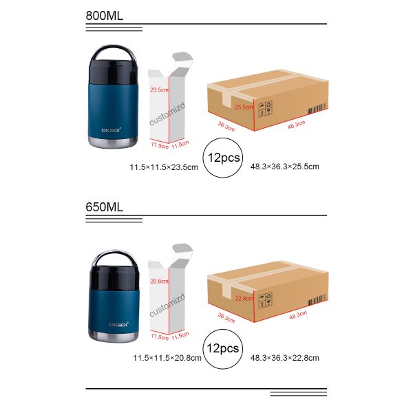 1500ML 2000ml Vacuum Food Container Lunch Pot Small Thermos Containers For Hot Food