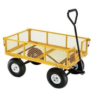 Convenient Poly Pull Dump Green Liner Garden Cart Trolley Wagon for Tools
