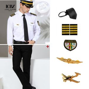 White Long Sleeve Cotton Poly STEWARDESS Uniform Shirt for Tactical Airlines