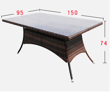 Grey 6 Seater Outdoor Dining Set Table Rectangular Desk Villa Courtyard Rattan