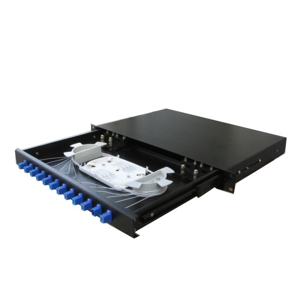 Slidable Rack mount Fiber Optic Terminal Box , Fiber Optic Patch Panel 12 / 24core