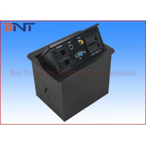 Black Video Desktop Pop Up Plug Socket For Luxury Conference Table