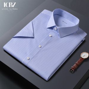 Men's Formal Short Sleeve Dress Shirts with Non-Iron Sequin Design in Various
