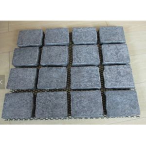 China Black Basal Cobble Paving Bricks , Landscape Black Granite Paving Stones on sale