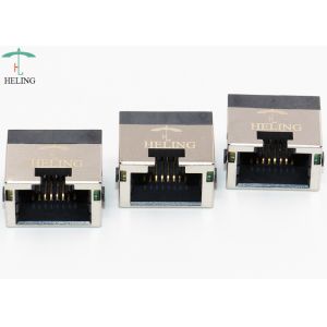 Through Hole 8 Pin RJ45 Connector Female Crimp Terminal Right Angle For Ethernet
