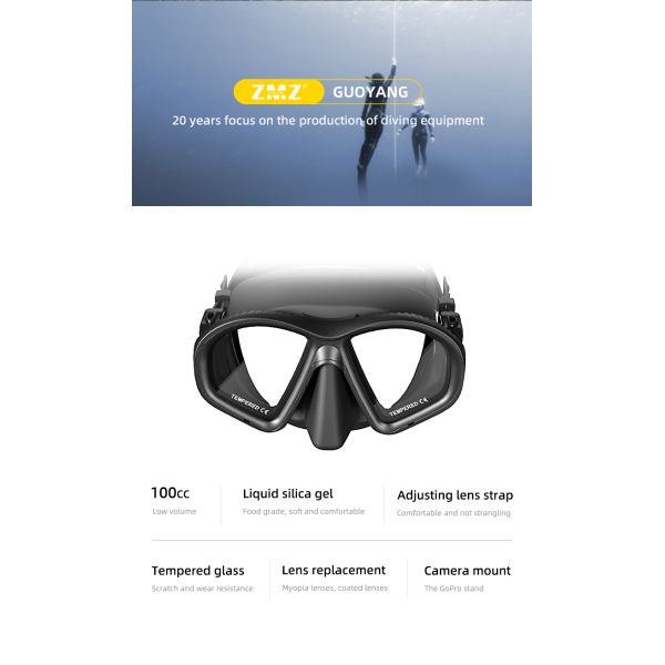 OEM Freediving Easy Breathe Snorkel Mask Scuba 100cc