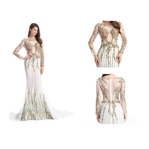 Bridesmaid Embroidered Vintage Wedding Dresses , Floor Length Vintage Style