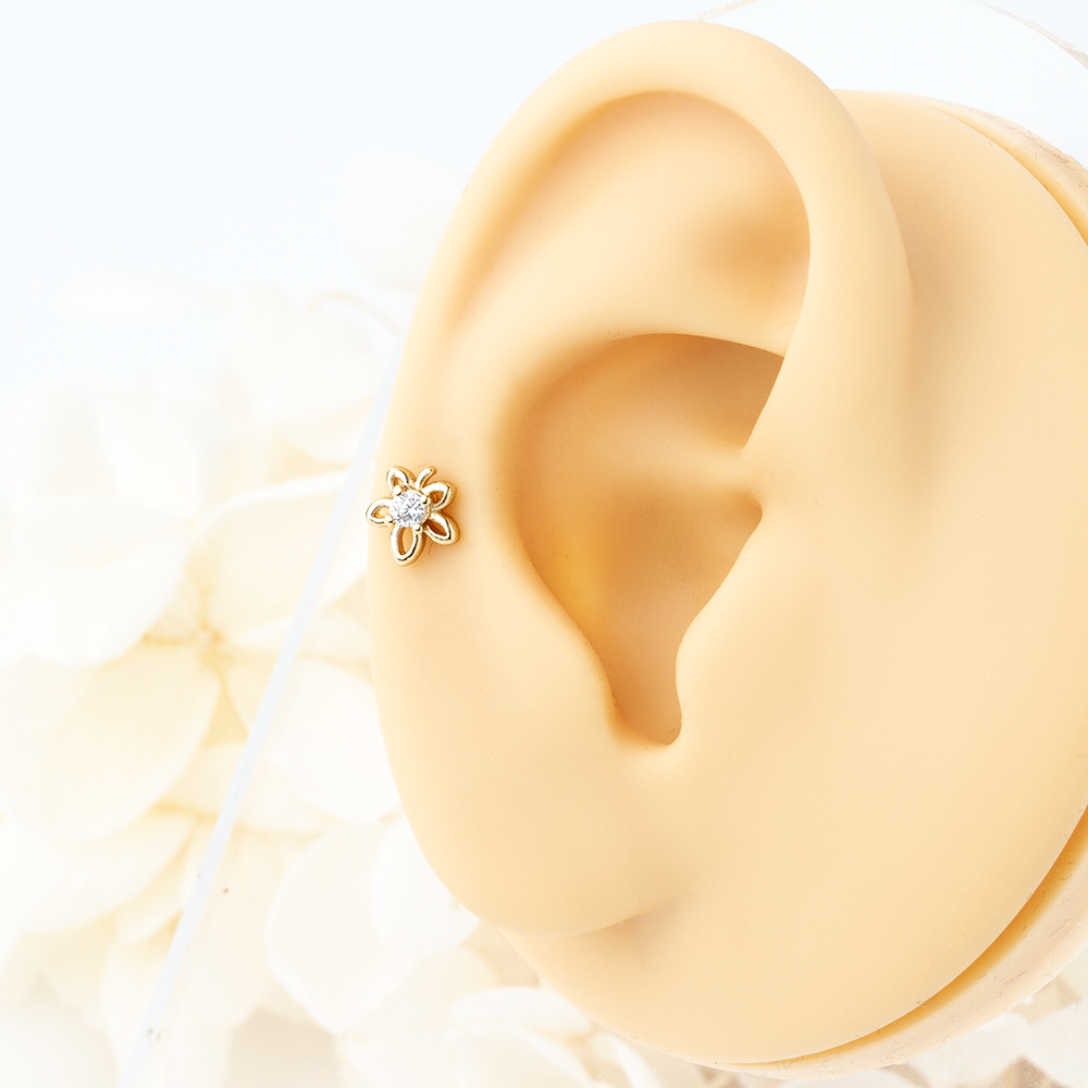 14K Stainless Steel Body Piercing Jewelry Gold Labret Lip Piercing Jewelry 1.2mm