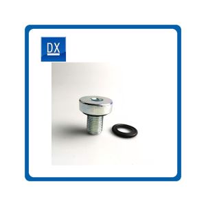 Inner Hex Steel Oil Plug With Rubber Washer White Zinc