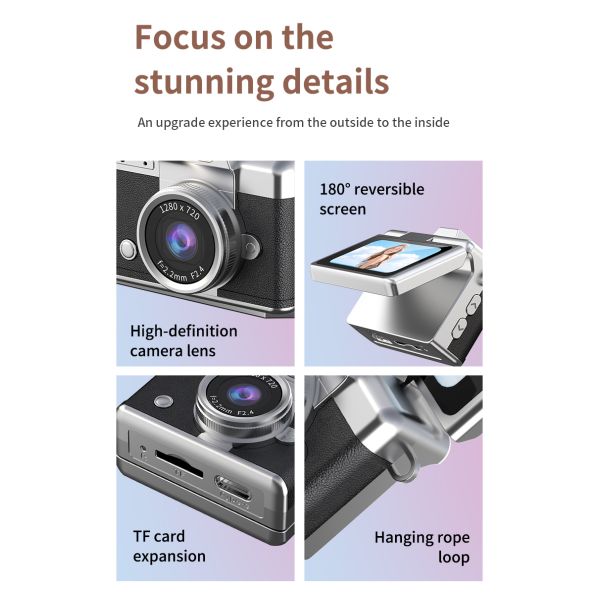 Japan Korean top rated CMOS 180° flip selfie screen digital mini camera for vlog