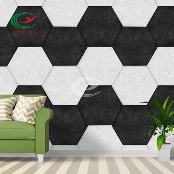 OEM Hexagon Acoustic Panels White Art Decor Sound Proof Padding Wall Tiles Odorless