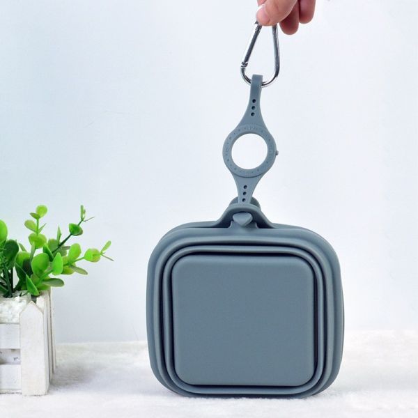 Traveling Silicone square Pet Folding Bowl Portable Food Basin 1420ml