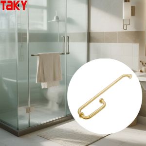 Hotel Bathroom Round Tube Golden Shower Room Glass Door Pull Handle