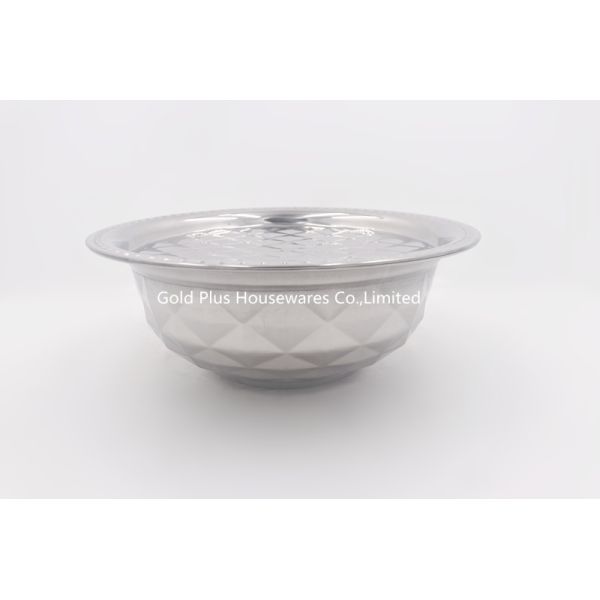 32cm Camping basin classic design stainless steel african storage basin cover basin with magnetic embossed pattern basin