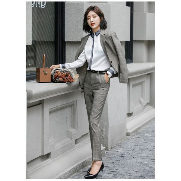 Fashion Slim Striped Suit for Women Autumn Office Lady Business Blazer Coat Plus Size Jacket