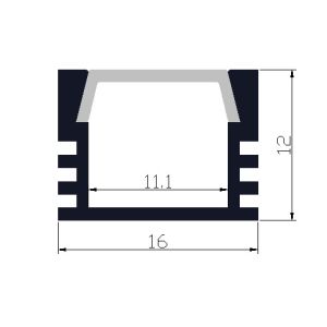 Surface Mounting LED Tape Light Channel Extrusion Aluminum 16*12mm