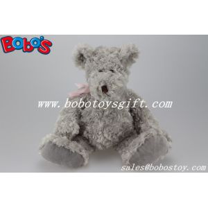 China Grey Plush Teddy Bear With Big Tummy and Pink Ribbon on sale