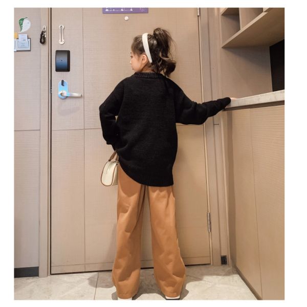 Girls Spring Autumn Fashion Childrens Clothes Thickened Letter Oversized Crewneck Sweater