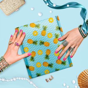 Custom biodegradable 4x7 courier bag large holographic metallic padded bubble