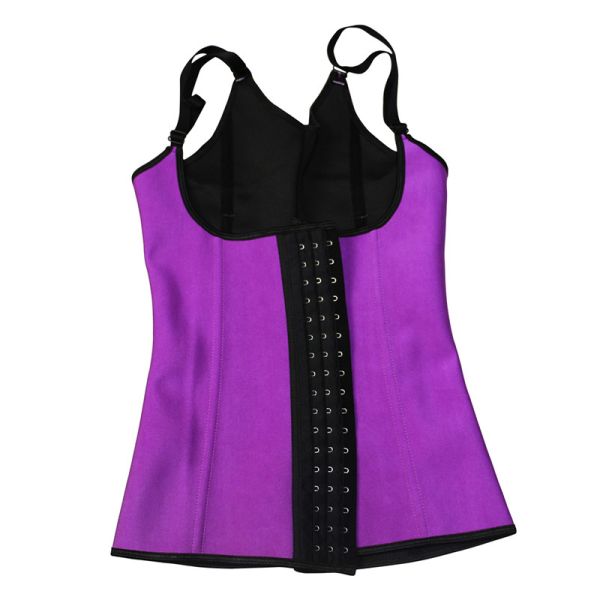 Purple Vest Corset Latex Waist Trainer 4 Steel Boned Adjustable Shoulder Strap Waist Trainer MH1052