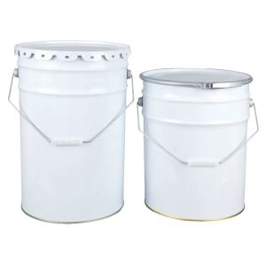 Round 16L Open Head Pail With Unlined Interior And White Metal Handle