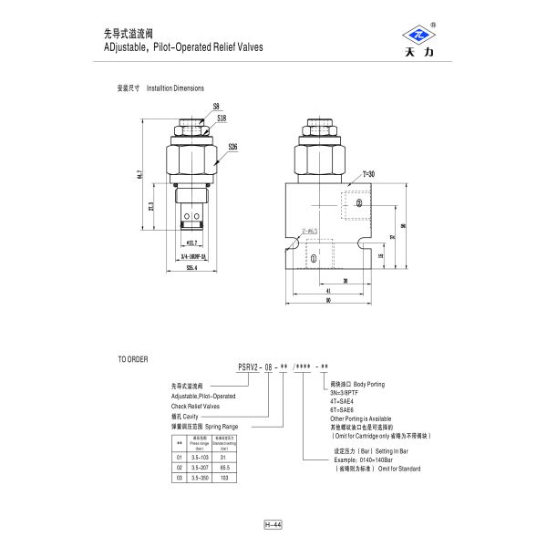 08 Cavity Hydraulic Cartridge Valves , Adjustable Relief Valve for Hydraulic Power Unit