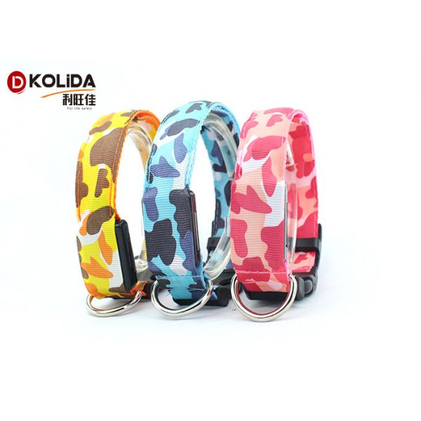 Polyster Adjustable LED Flashing Glow Petsafe Dog Collar Leopard Print Dog Collar