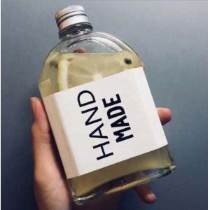 Beverag Juice Wine Flat Glass Water Bottle 12.3oz 17.7*8.6cm