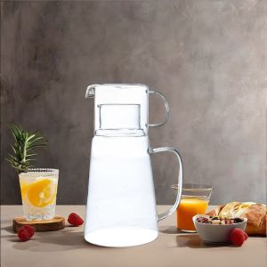 All Applicable Glass Pitcher Set with Cup High Temperature Resistant and Modern