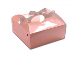 China OEM Design Custom Size Free Sample Gloss Art Paper Material Bow Tie Shape Pink Color Cake Box With Handle on sale