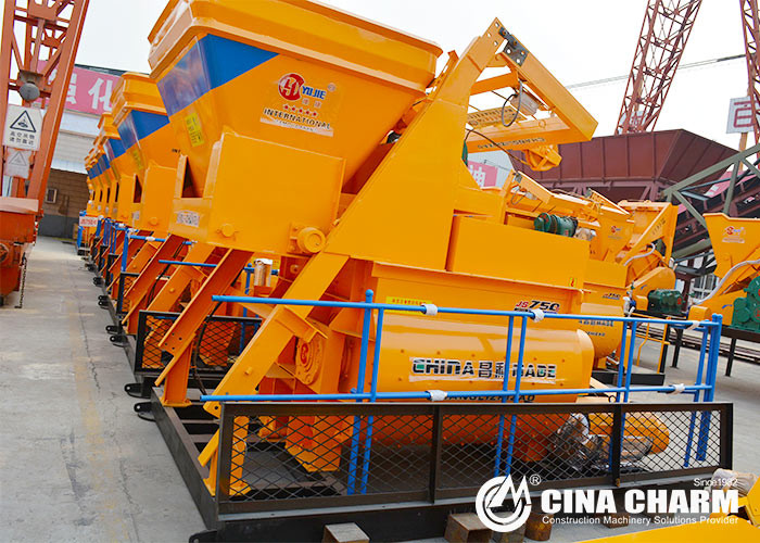 Stationary Small Automatic Capacity JS750 Twin Shaft Concrete Mixer