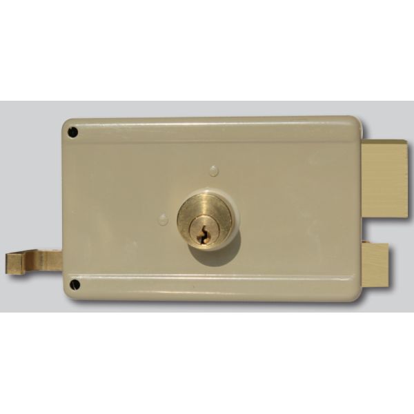 Long Lasting Single Cylinder Rim Door Lock with Included Strike Plate and OEM Finish
