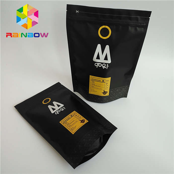 Stand Up Plastic Pouches Packaging Printed One Way Valve k Coffee Bag