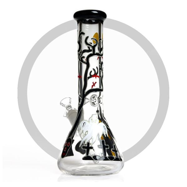 13.5 Inches Smoking Water Pipe 7mm Thick Glass Luminous Art Design Ice Catcher Bong