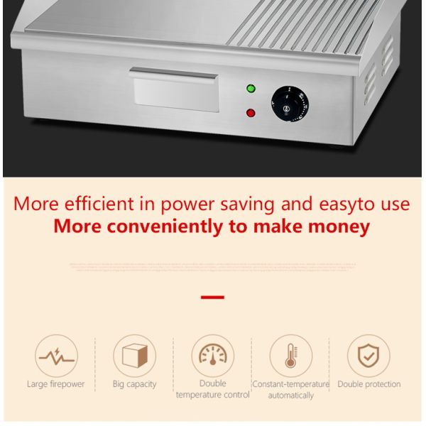 Non-Stick Stainless Steel Electric Flat Top Griddle and Grill for Restaurant Kitchen