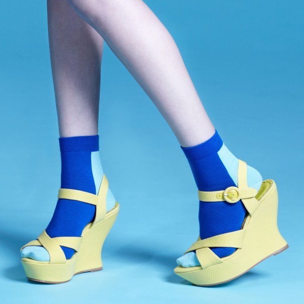 Buy Custom logo, design ladies Blue cotton Crew Socks at wholesale prices