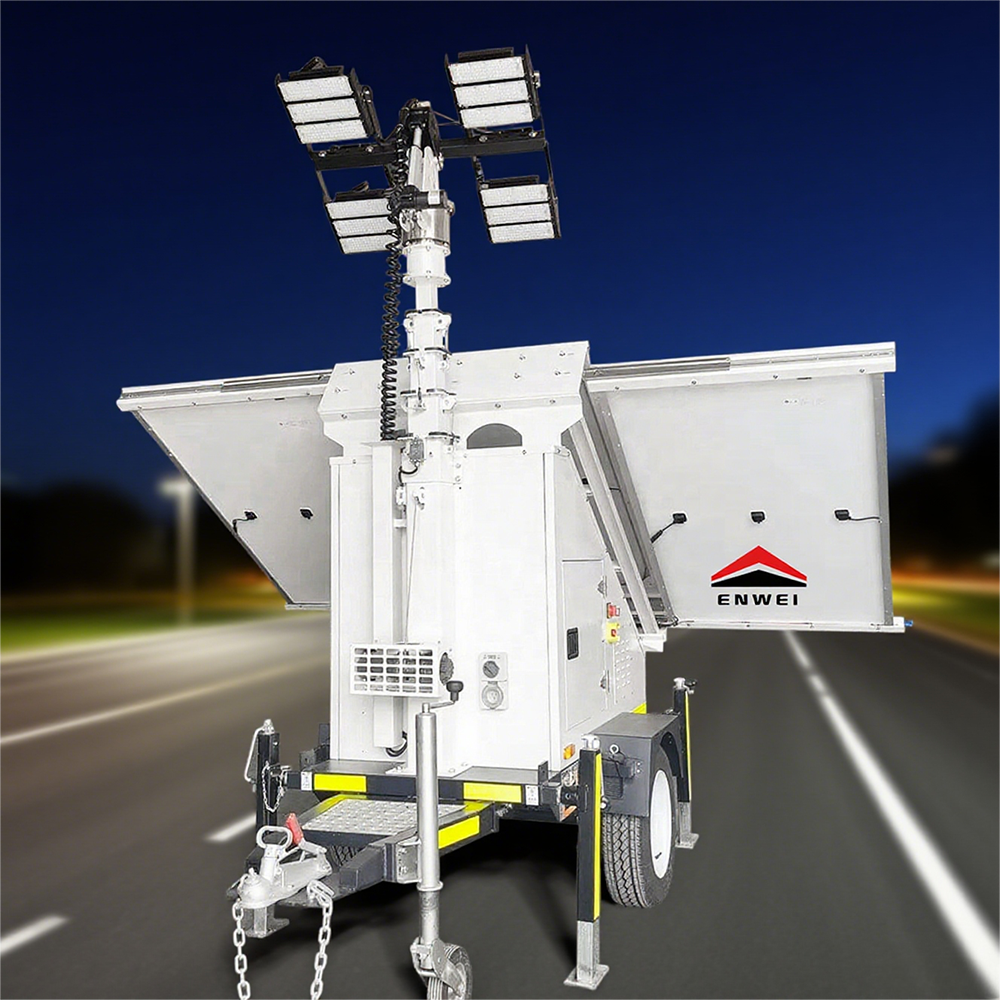 Stable And Durable Portable Solar Powered LED Lighting Trailer For Remote Area Construction Site Lighting