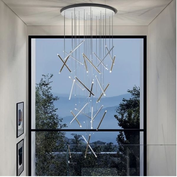 Modern LED Creative Black Round Tube Design Chandelier Chute Multi Light Chandelier（WH-AP-606）