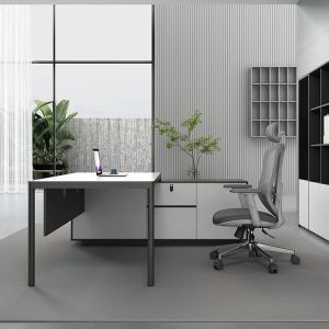 Modern L-shaped PANEL Wood Administrative Office Furniture Desk and Chair for