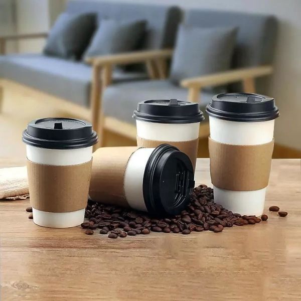 Buy 16oz Brown Double Wall Take Away Coffee Paper Cup Disposable Paper Coffee Cup at wholesale prices