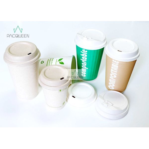 Buy Compostable Bagasse Pulp Coffee Lid High Clarity Fully Biodegradable at wholesale prices