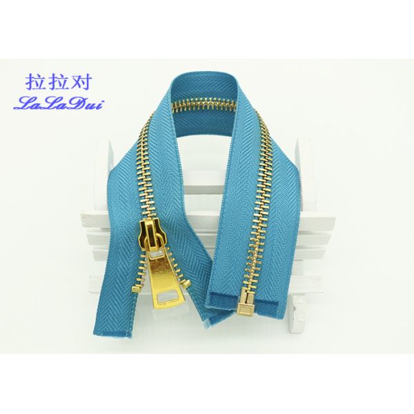 Y Type Teeth Double Open Ended Zips , 12 Inch Heavy Duty Leather Jacket Zippers