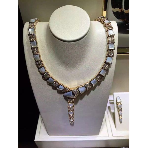 Luxury jewelry B Serpenti series necklace 18k gold white gold yellow gold rose gold diamond necklace