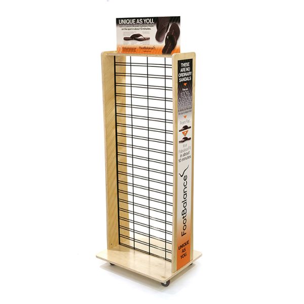 Wood Painted Shoe Display Stand Gondola Slipper Display Stand For Supermarket