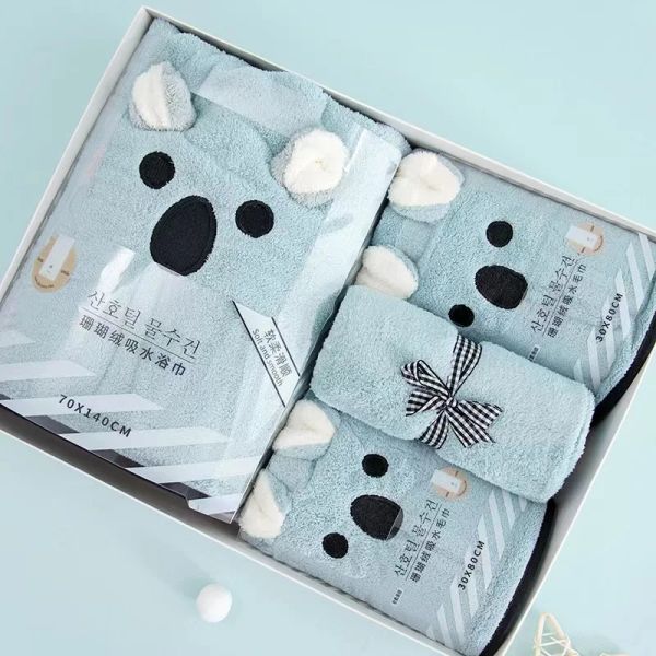 Home Solid Color Towel Set Custom Logo Quick Dry 4 Piece Bath Towels with Soft Touch