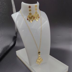 High Polish Newest Gold Color Stainless Steel Earring ,Necklace , Bracelet Sets