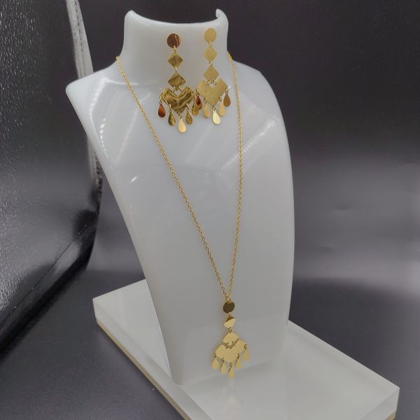 High Polish Newest Gold Color Stainless Steel Earring ,Necklace , Bracelet Sets