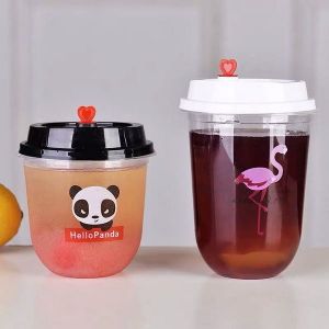 12oz 16oz 20oz Disposable Bubble Tea Plastic Cups With Dome Lids High Clarity